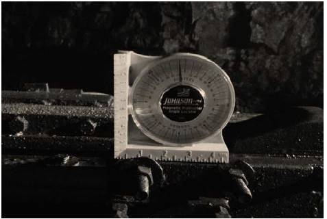 Inclin&oacute;metro colocado en brazo del Jumbo DD-321. 