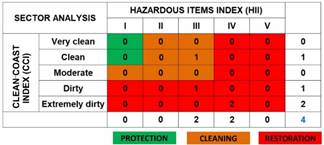 Sector Analysis Approach. Integration of the Clean Coast Index (CCI) with the Hazardous Items Index (HII).