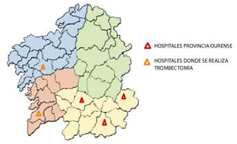 Mapa de los hospitales de Ourense