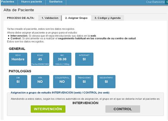 Asignación aleatoria de los pacientes.