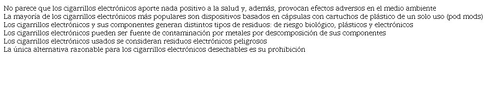 Problemas de reciclado de los cigarrillos electr�nicos