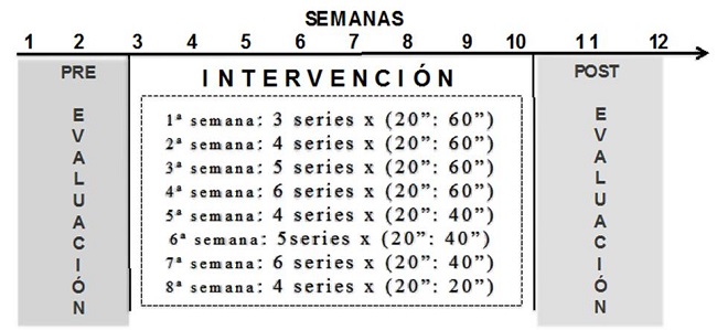 Relaci&oacute;n esfuerzo: recuperaci&oacute;n durante las 8 semanas de trabajo