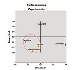 Escalamiento multidimensional. Espacio Común.
