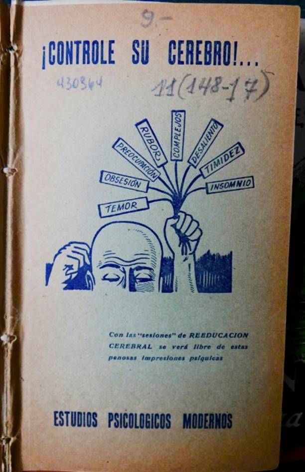 Portada del folleto que ofrec&iacute;a el curso &iexcl;Controle su cerebro! (1946). Fuente: Autores