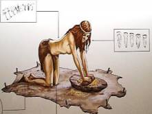 Mujer moliendo granos. Museo Arqueol&oacute;gico Nacional, Madrid, Espa&ntilde;a (Archivo personal).