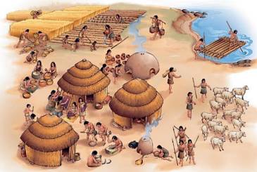 &ldquo;Representaci&oacute;n de un poblado neol&iacute;tico&rdquo;. Texto de HGyCS, 2016-2018: 35.