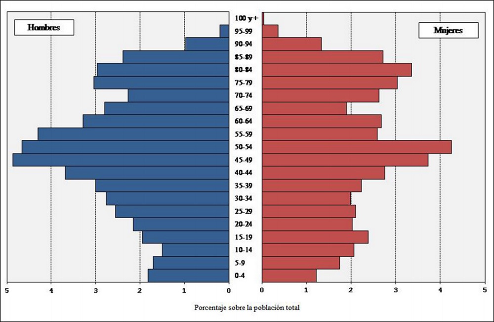 Pir&aacute;mide de la poblaci&oacute;n
actual del &aacute;rea de estudio
