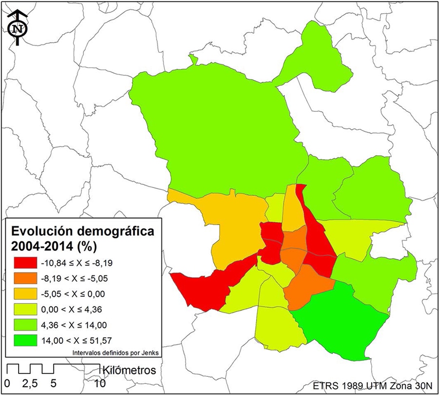 Evolución demográfica (2004-2014)
de los distritos madrileños