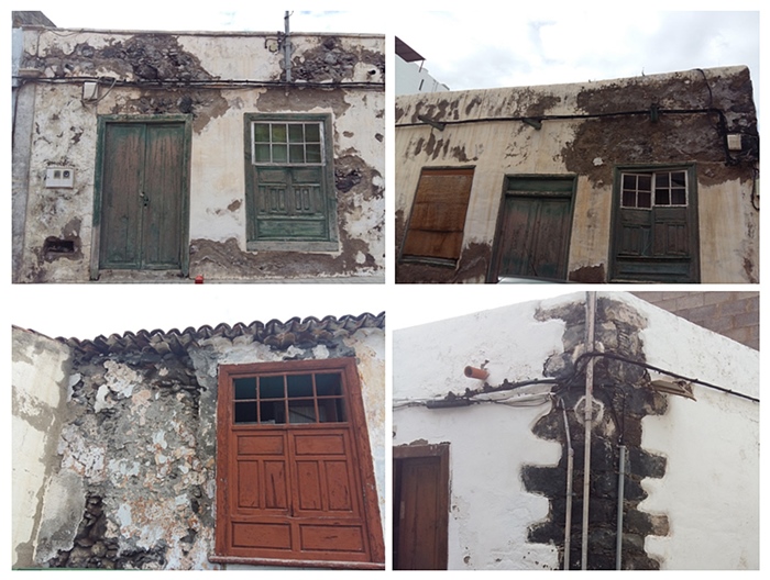 Diversos inmuebles donde se aprecian los materiales lávicos de la erupción
de 1706 en su construcción