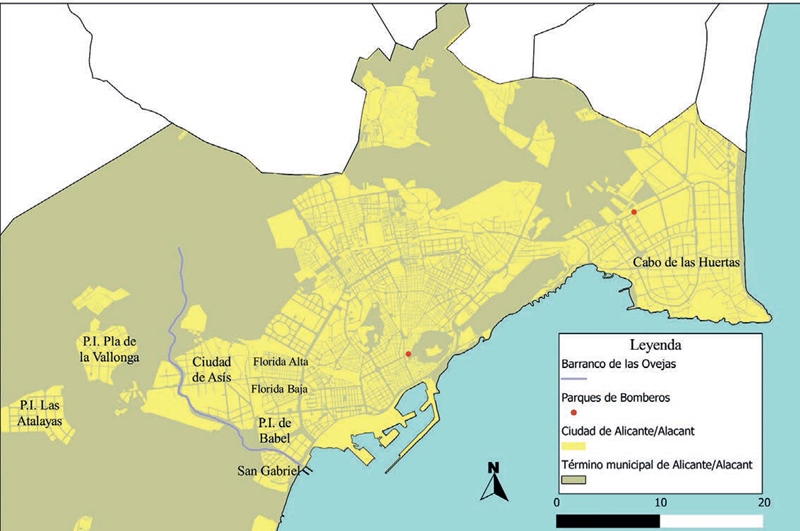 Zonas afectadas en la ciudad de Alacant