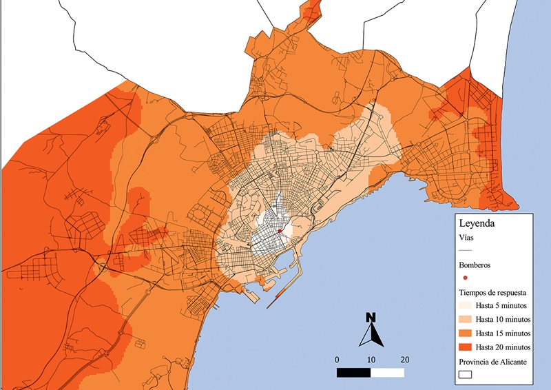 Cobertura del parque de bomberos de la zona central de Alicante