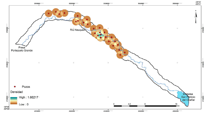  Densidad de pozos extractores de
gas y petróleo
