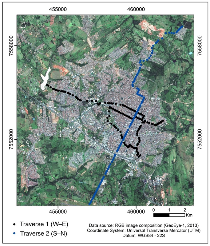 Traverses across the city