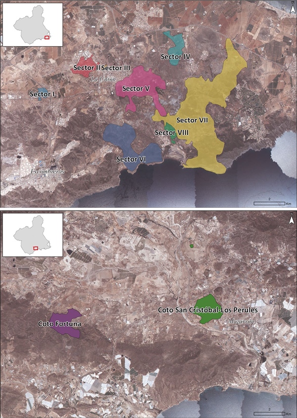 Ubicación y límites de los paisajes mineros