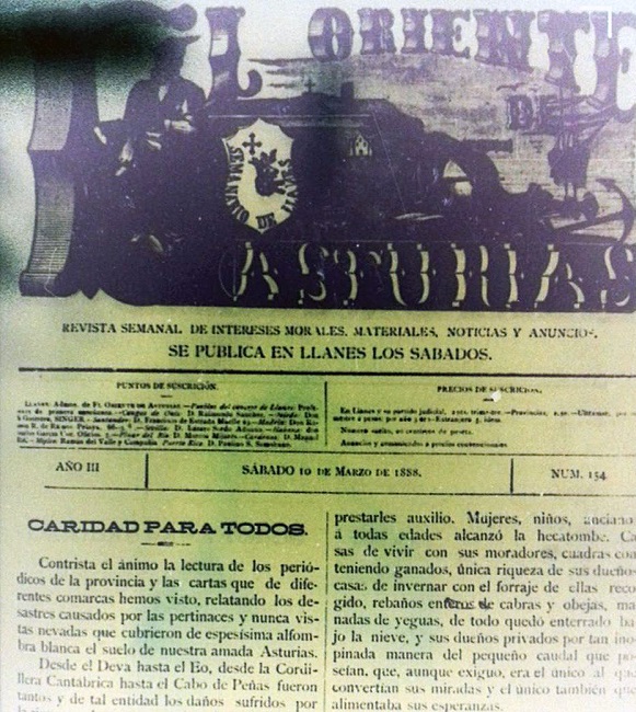 Portada de El Oriente de Asturias del 10 de marzo de 1888