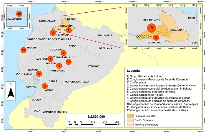 Aglomeración de MIPYMEs en Ecuador. Detalle de laprovincia de Imbabura y sus cantones