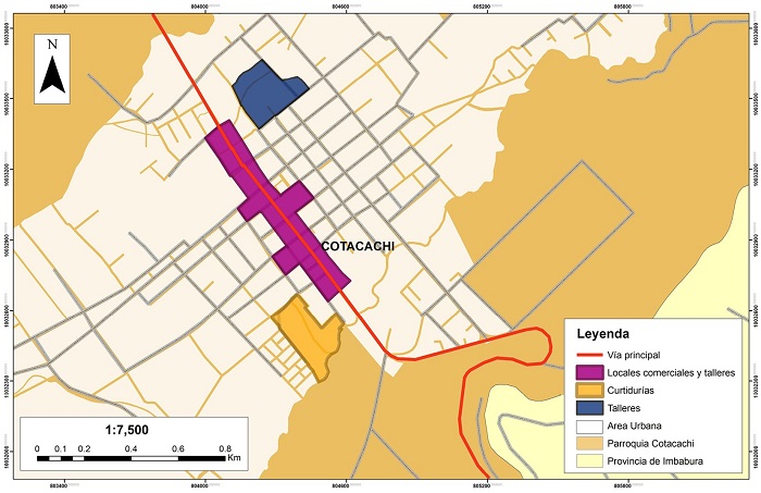 Ciudad de Cotacachi con detalle (provincia de Imbabura)