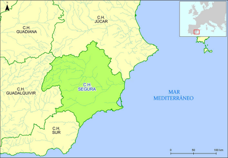 �rea de estudio. Demarcaci�n Hidrogr�fica de la cuenca del Segura