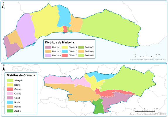 Distritos de Marbella y Granada