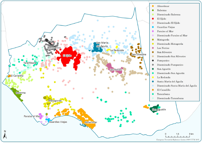 Pertenencia a entidades de poblacin en El Ejido (Almera)
