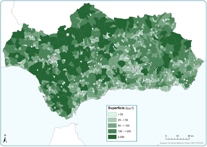 Cdigos postales andaluces segn su superficie
