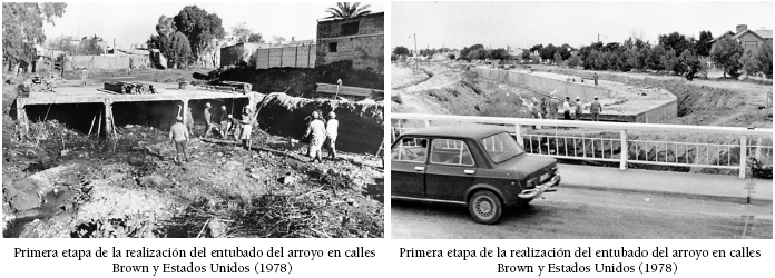 Etapas de realizaci�n del entubado del arroyo Napost� Grande