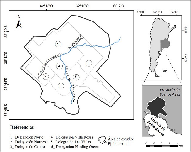 �rea de estudio: sector inferior de la cuenca del arroyo Napost� Grande