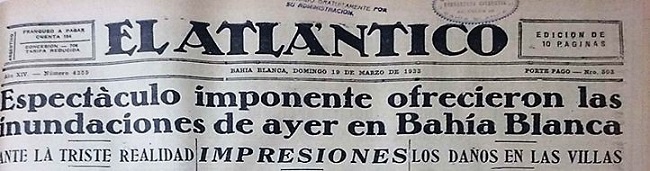 Titular representativo ante las inundaciones de 1933
