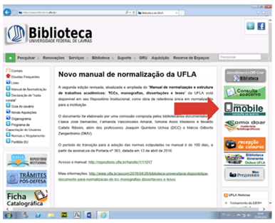 Site da UFLA com referência direta ao atendimento móvel.
