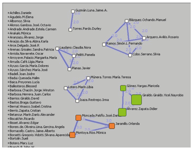 Principales redes de colaboración entre investigadores.