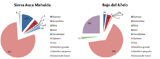 Frecuencia de restos faunsticos en los sitios estudiados.