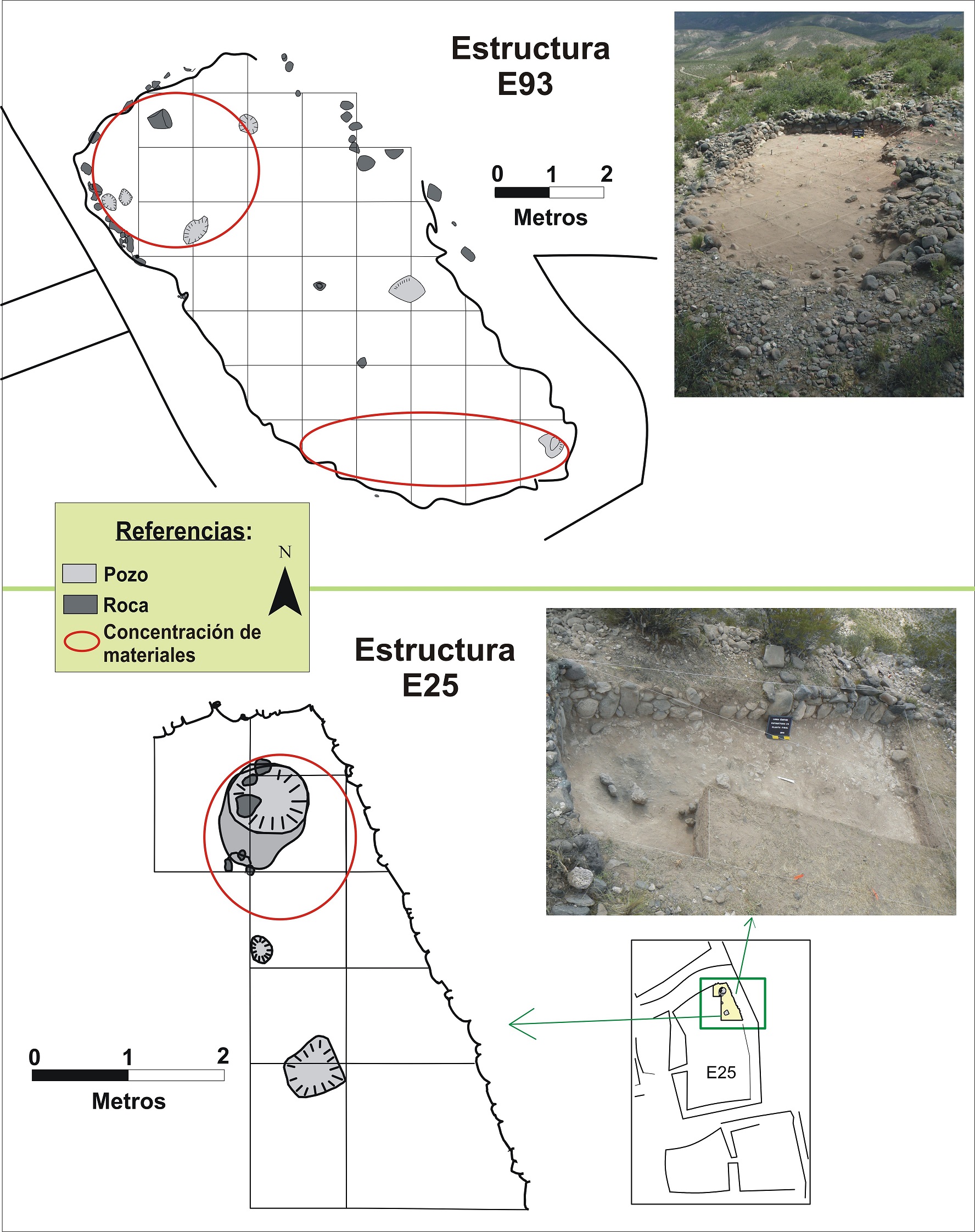 Estructuras E93 y E25 de donde provienen los materiales arqueol�gicos analizados.