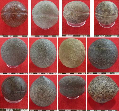 Ejemplares de bolas l�ticas integrantes de la colecci�n analizada.