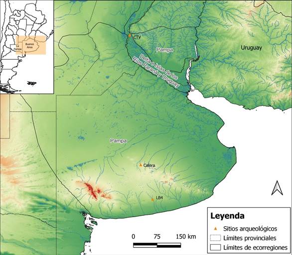 Ubicacin de los sitios arqueolgicos de donde provienen las muestras analizadas.
