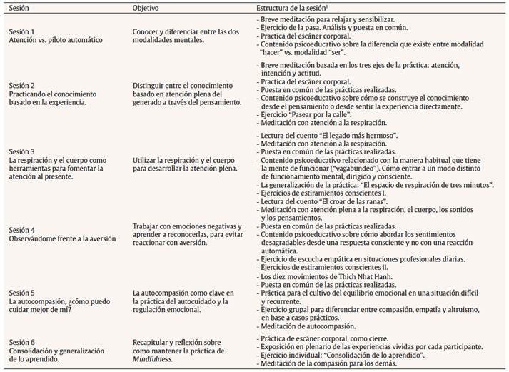 Programa de la intervención