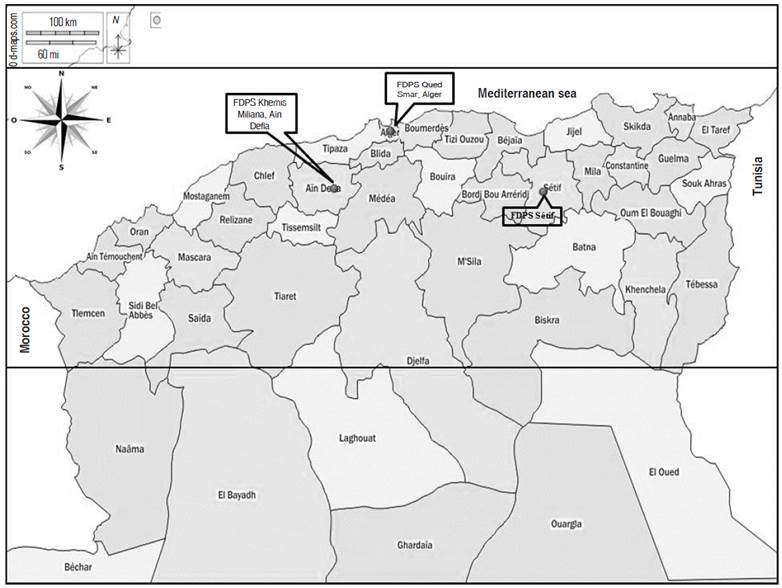 Geographical position of the experimental sites.