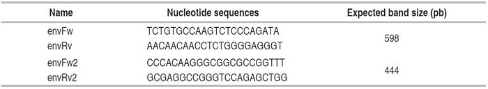 Primers used for diagnostic PCR to BLV.