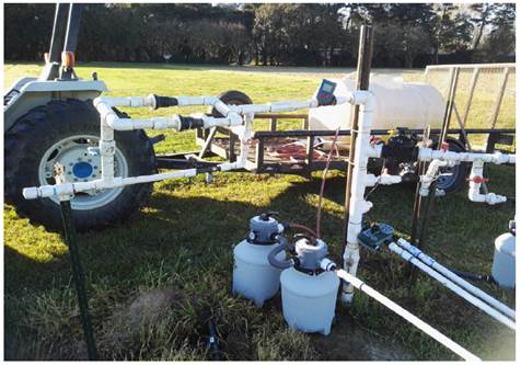 Inoculated pond water tank and the filtration system, integrating sand and zeolite.