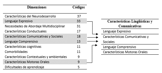 Dimensiones y n�mero de c�digos por dimensi�n
