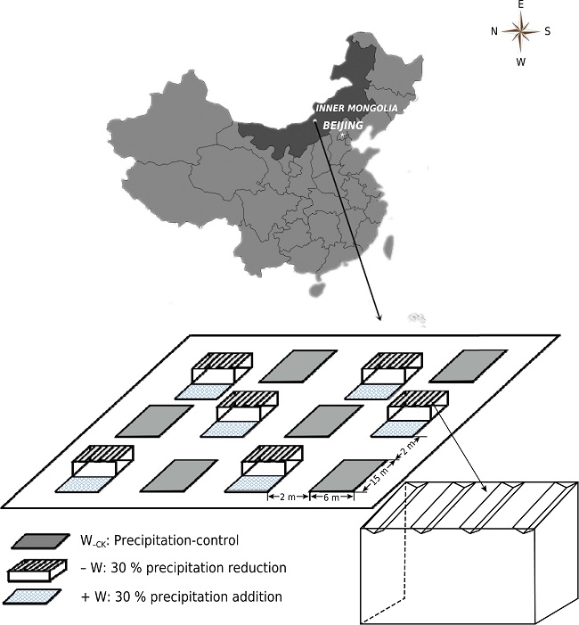 Study site and 3-dimensional schematic diagram of experimental treatments.