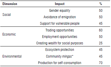 Impacts generated by community enterprises.