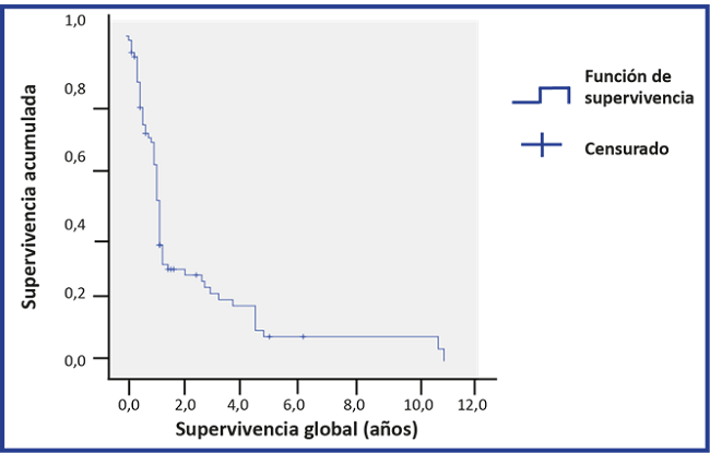 Curva de Kaplan-Meier para la supervivencia global.