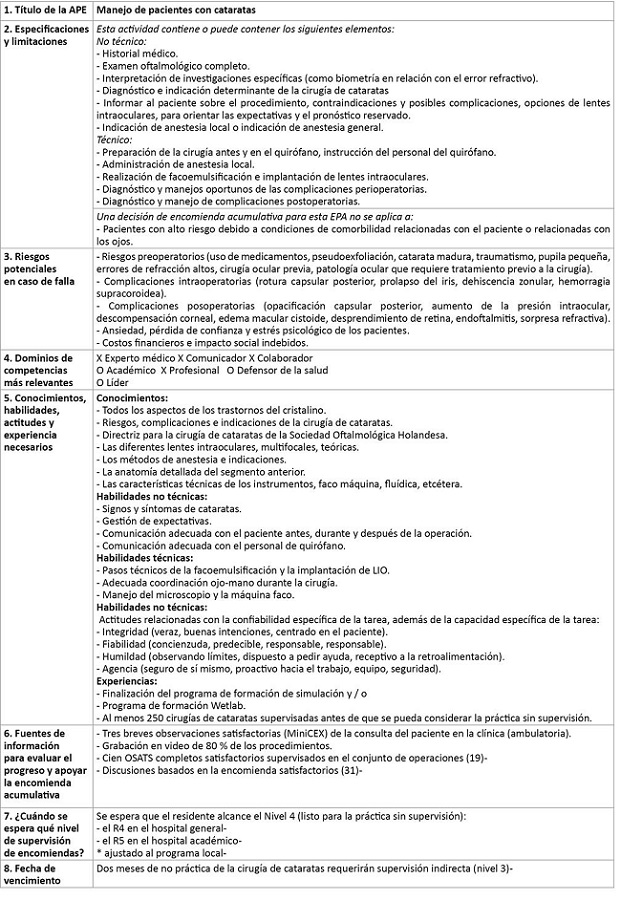 Descripci&oacute;n completa propuesta de una APE para residentes de oftalmolog&iacute;a 19