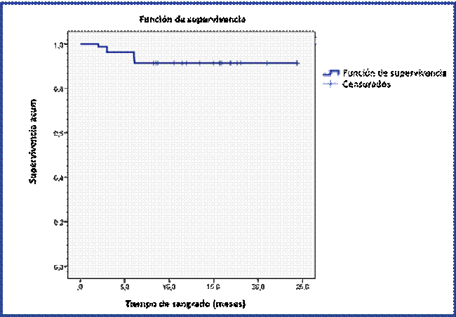 Tiempo libre de resangrado de los pacientes según meses