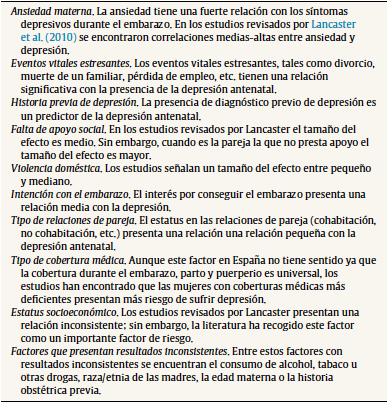 Principales factores de riesgo (adaptado de Lancaster et al., 2010)