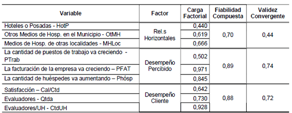 
Viabilidad y fiabilidad de los constructos