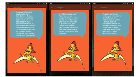 Pantalla de la aplicación con explicaciones adquiridas mediante la interacción con QRCodes