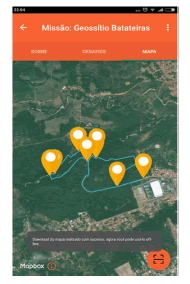 Pantalla de la aplicaci&oacute;n con el mapa de la misi&oacute;n