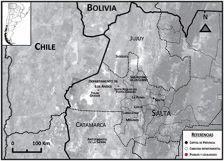 Ubicaci&oacute;n de Santa Rosa de los Pastos Grandes.