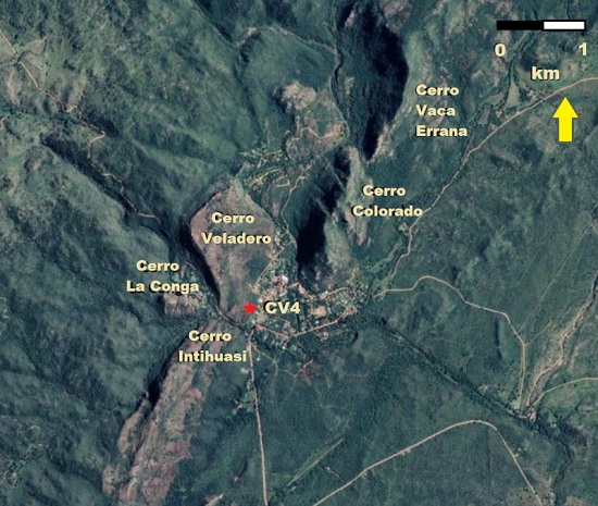 Localización de las formaciones que integran la localidad de Cerro Colorado.